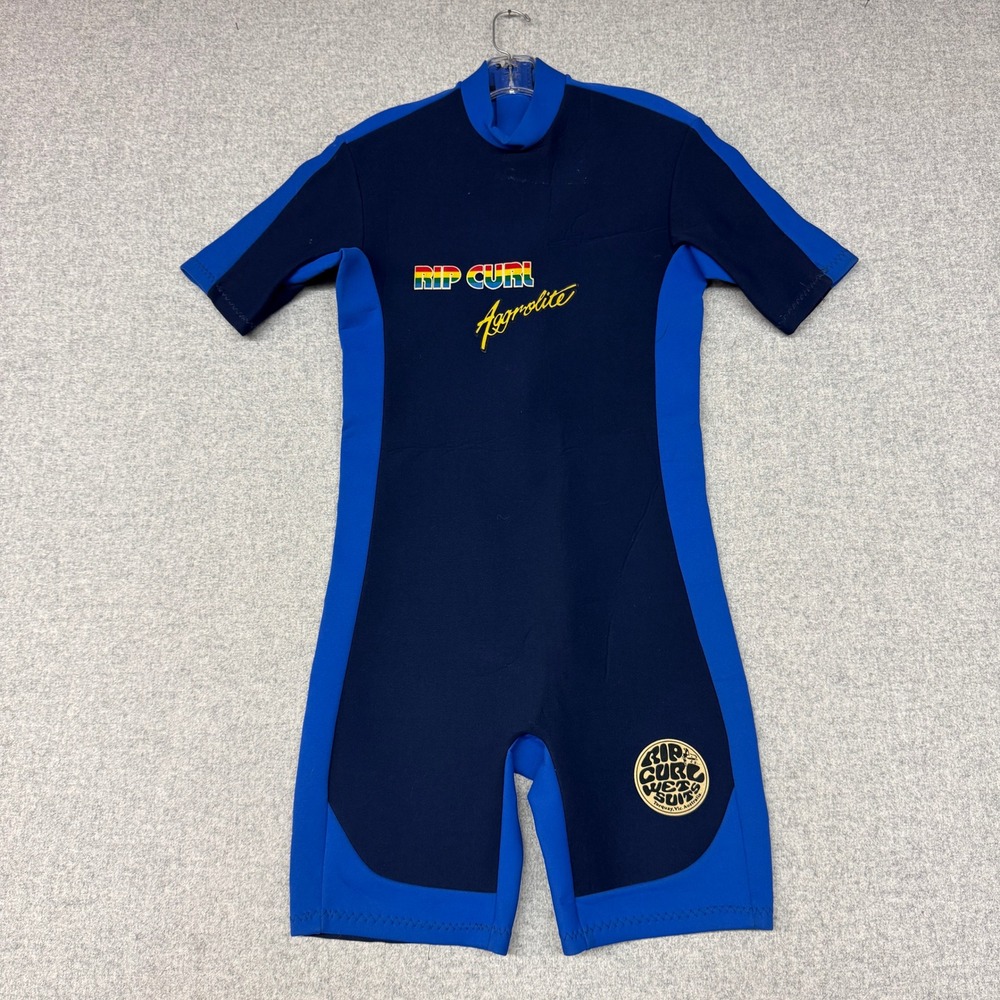 Rip Curl Wetsuit Aggrolite Size L Blue Short Sleeve Springsuit Vintage Australia